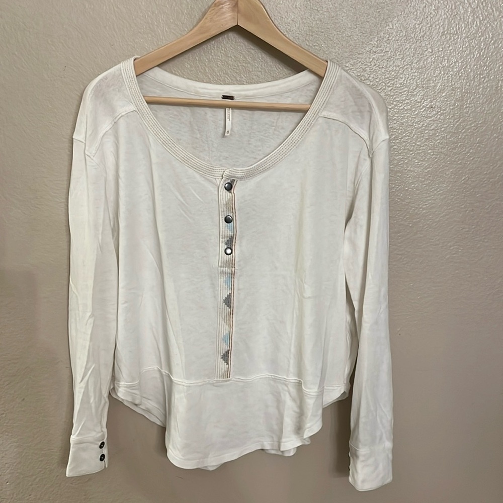 Free People Aztec Oversized Henley Top XS